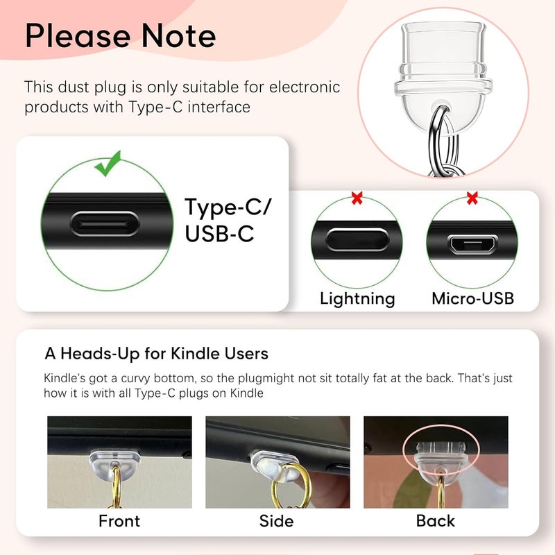 sunla Store 4Pcs Charms for Kindle, Pink Cake Dust Plug Charm Compatible with E-Reader, Phone, Ipad with Type C/USB C Charging Port-CP002 - Image 2